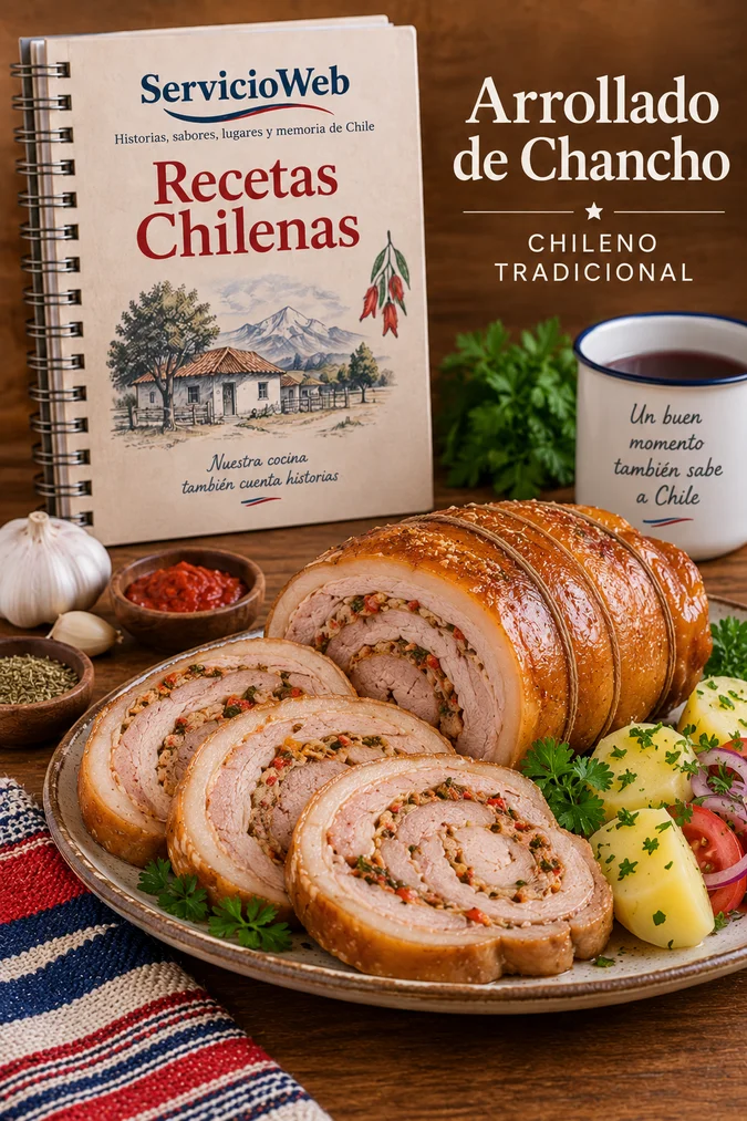 Arrollado de chancho chileno tradicional, receta chilena tradicional